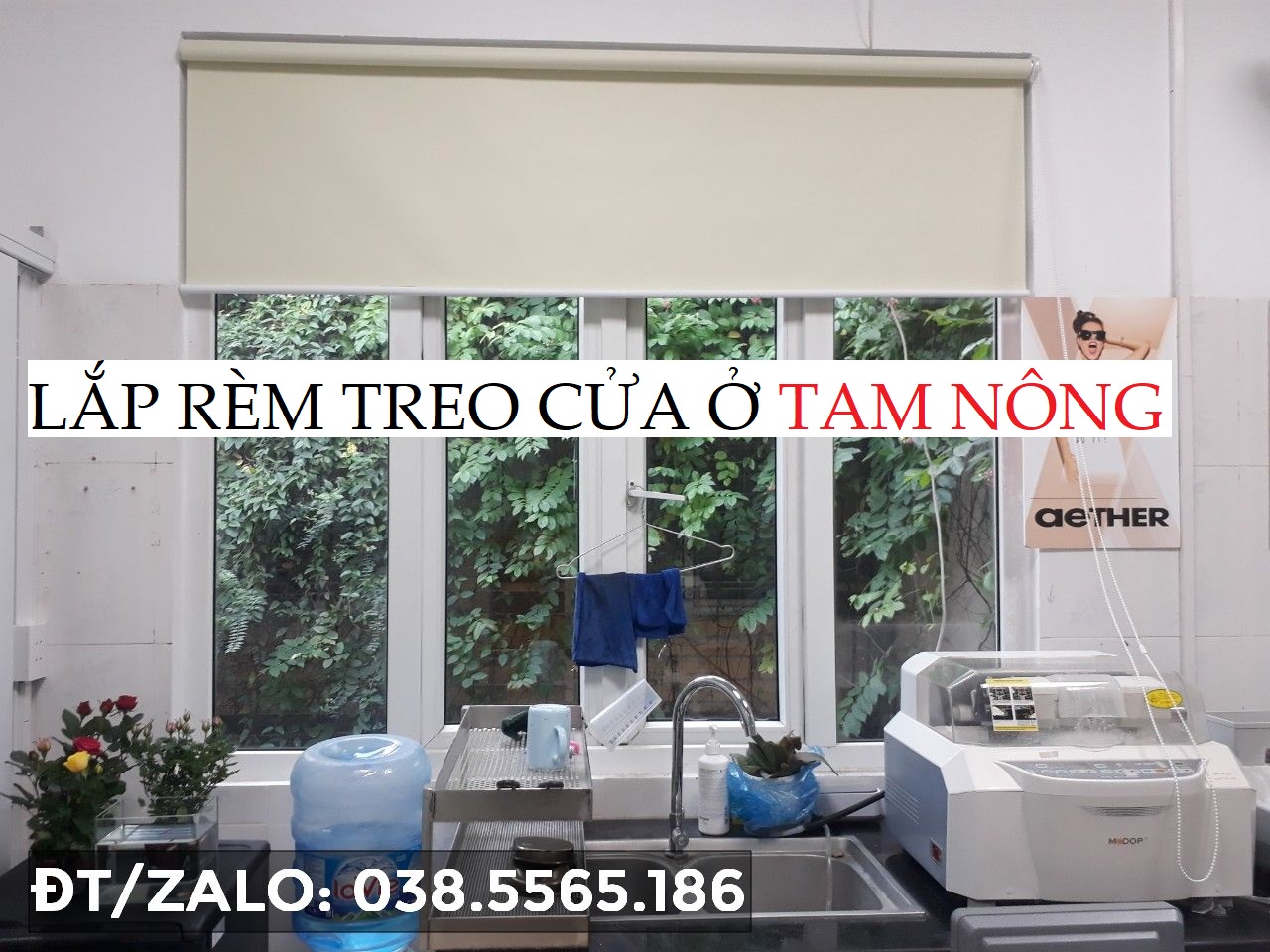 Lắp rèm quấn che cửa sổ chắn nắng tại Tam Nông Phú Thọ