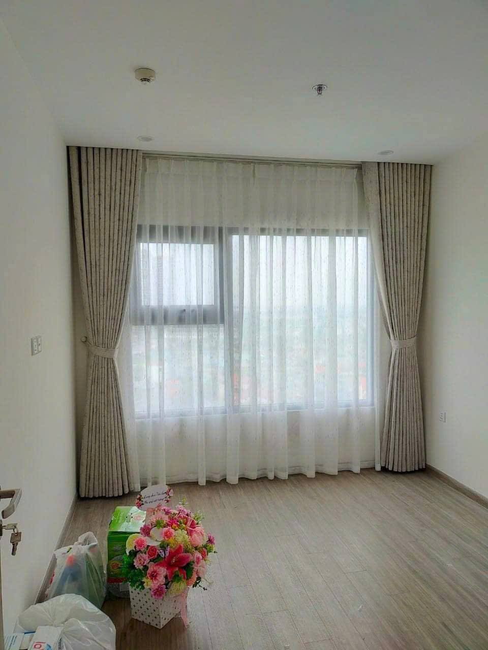 Lắp rèm 2 lớp cao cấp, may định hình hấp sóng tại Vĩnh Tường